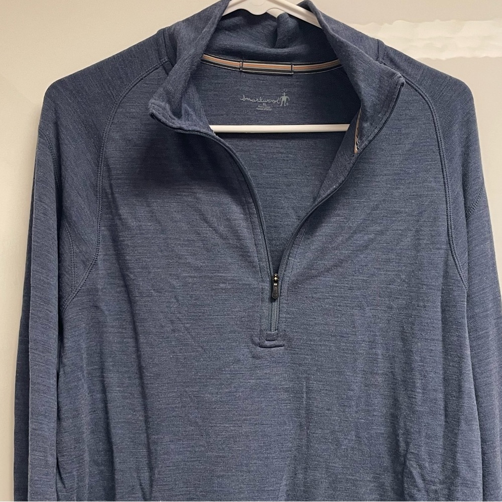 Smartwool Pale Navy Merino Wool quarter Zip Sweater
